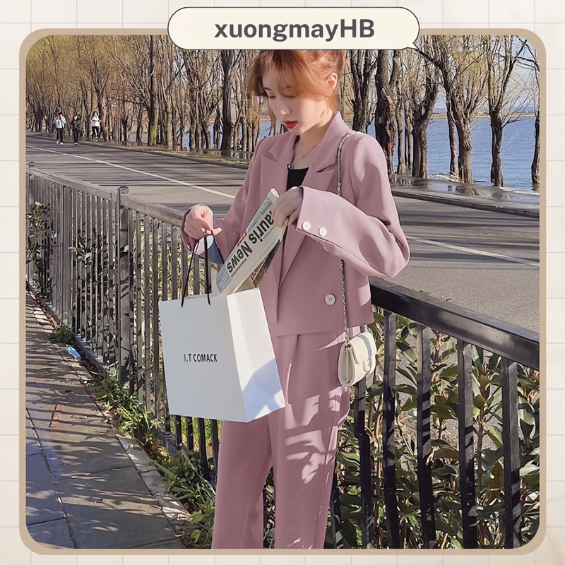 Hàng Thanh Lý - Set áo vest màu hồng mới 95% size S dưới 52kg