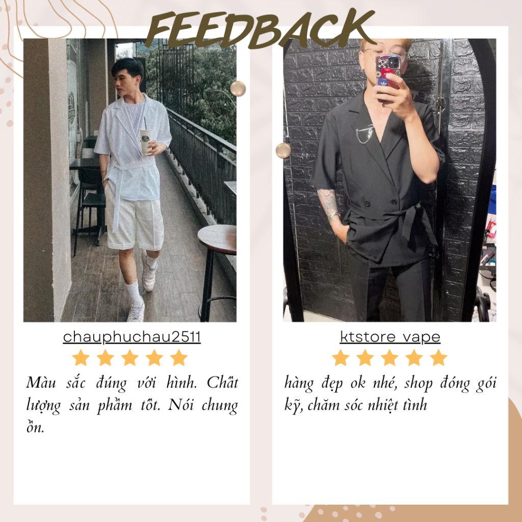 Áo Khoác Blazer Nam Thân Dây Buộc Xéo Tay Ngắn - FAN031 - FANBOU