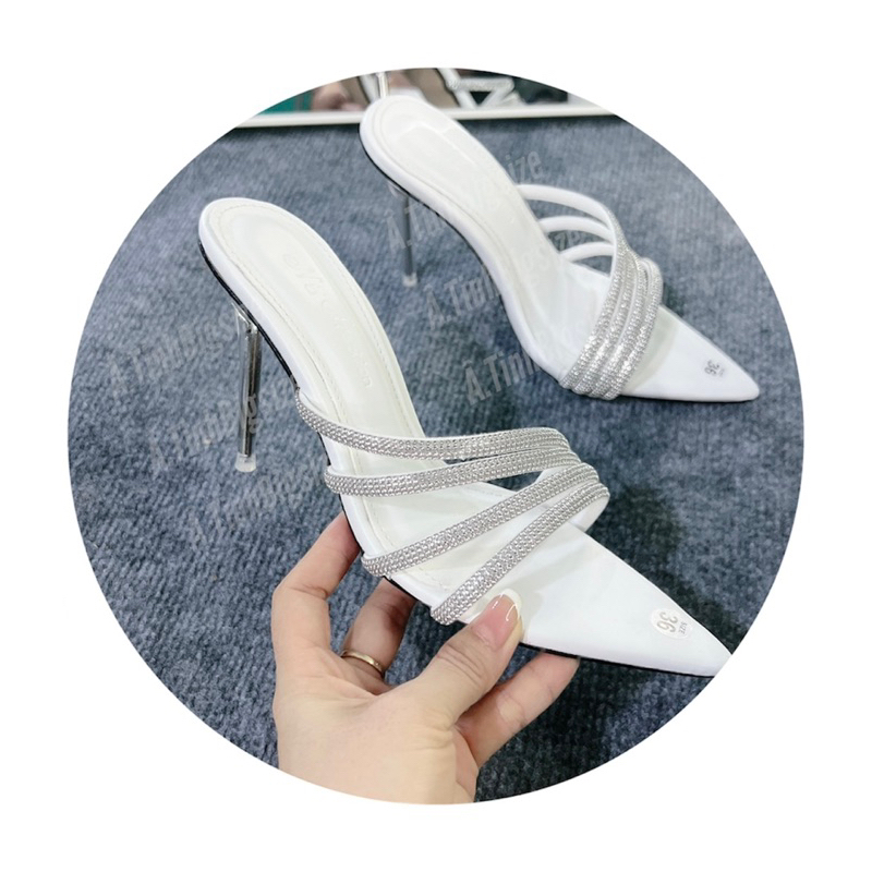 Dép cao gót thời trang quai xoàn sang chảnh-Gót mica nhọn cao 9p Bigsize từ 35-43( Ảnh thật và video shop tự quay)