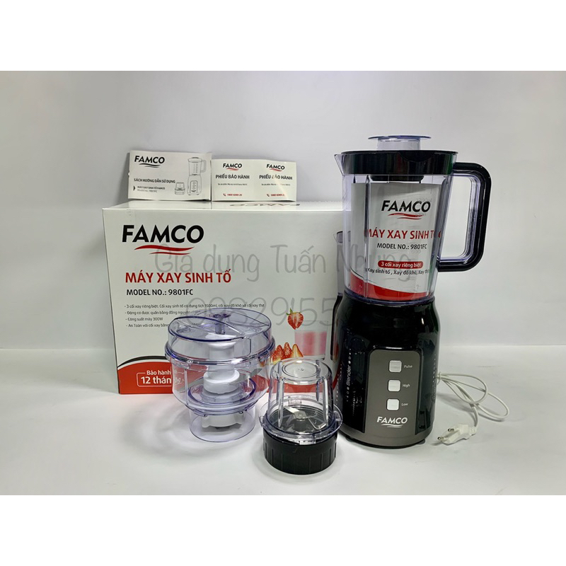 Máy xay sinh tố FAMCO 9801FC, dung tích 1500ml, công suất 300W