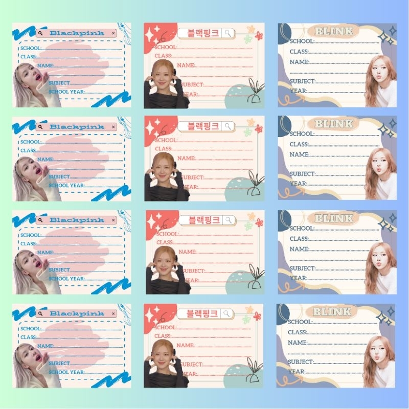 Set 12 Nhãn Vở Blackpink Cute Dễ Thương Nhóm Nhạc Hàn Quốc Aisobook - NHANBP