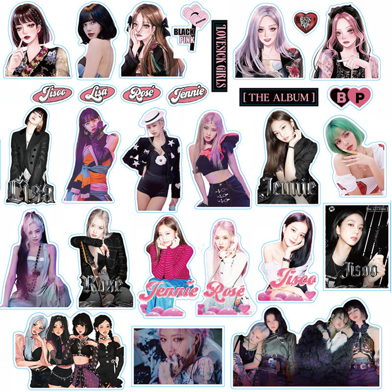 Set 50 Stickers Blackpink Miếng Dán Trang Trí Hình Thành Viên Nhóm Nhạc Hàn Quốc Aisobook - STICKERBP