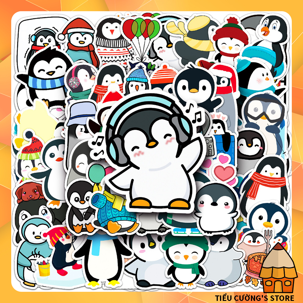 Set 10/20 Hình Dán Chim Cánh Cụt 🐧 Sticker cute trang trí xe, điện thoại, laptop, nón bảo hiểm hoạ tiết dễ thương