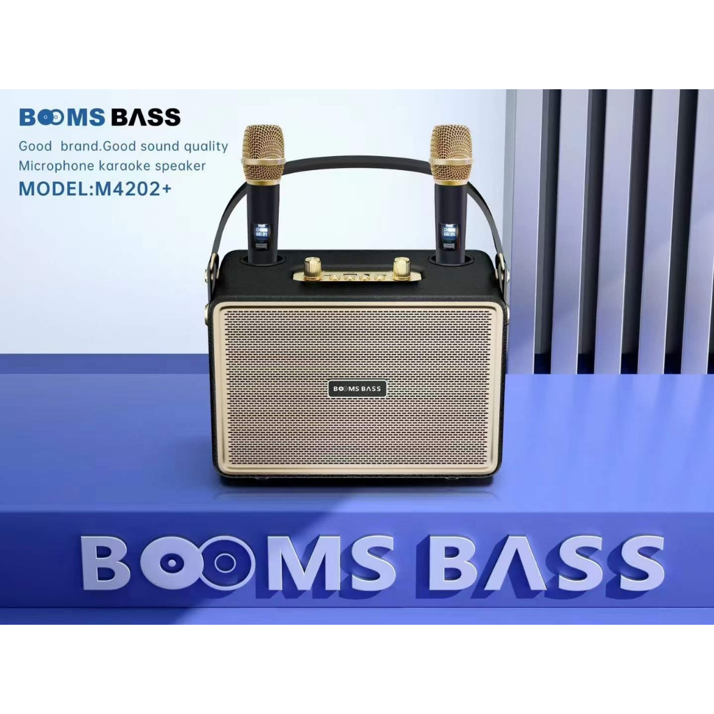 Loa bluetooth karaoke M4202 kèm 2 micro không dây xách tay công xuất 20W, âm thanh trầm ấm, bass căng- TECHHIGH