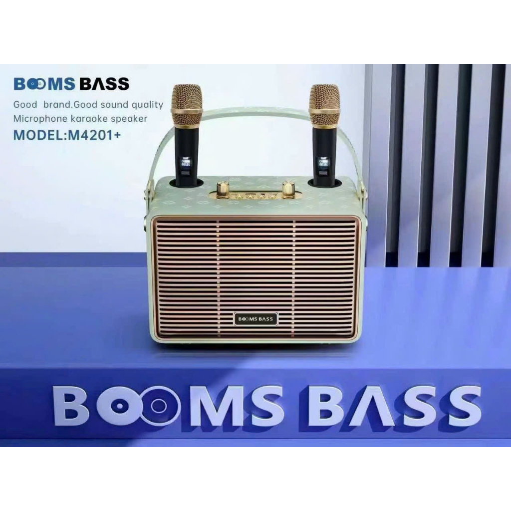 Loa bluetooth karaoke M4202 kèm 2 micro không dây xách tay công xuất 20W, âm thanh trầm ấm, bass căng- TECHHIGH