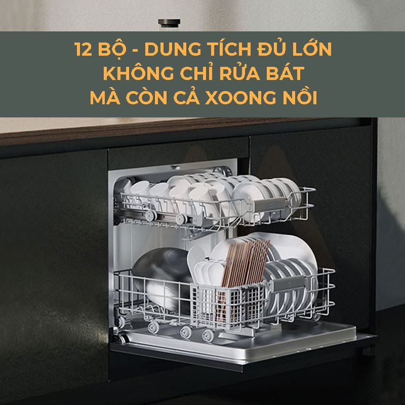 Máy Rửa Chén Bát Xiaomi 12 Bộ Mijia S1 – Làm Sạch Nhanh, Khử Trùng 99,9%, Cảm Biến Thông Minh - Bảo Hành 12 T