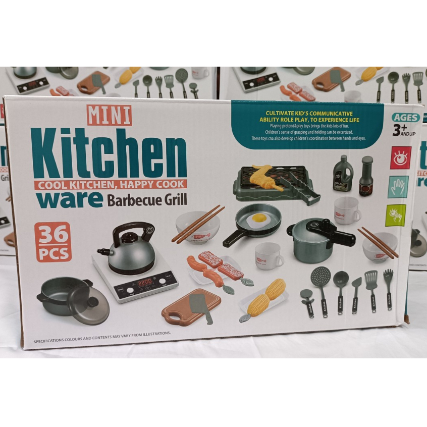 Đồ Chơi Nhà Bếp Nấu Ăn 36 Món Dành Cho Bé Gái, Bé Trai, Mô Phỏng Bếp Điện Có Nhạc