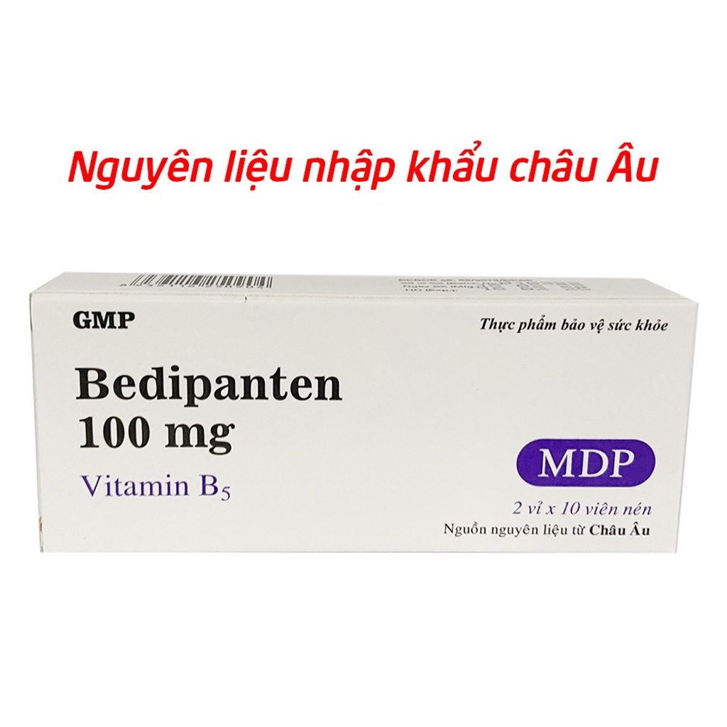 Viên uống Bedipanten Vitamin B5 100mg MDP Hộp 20 viên, Hỗ trợ giảm rụng tóc ,đẹp da - ủ tóc kích thích mọc tóc