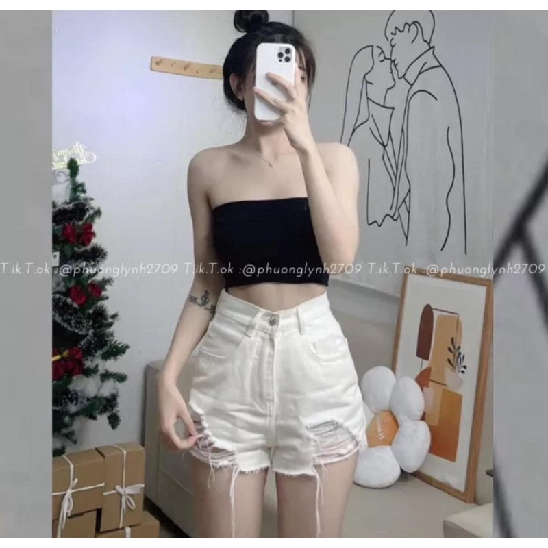 Quần short jean nữ rách đẹp lưng cao, Quần đùi chất bò trắng rách cá tính | BigBuy360 - bigbuy360.vn