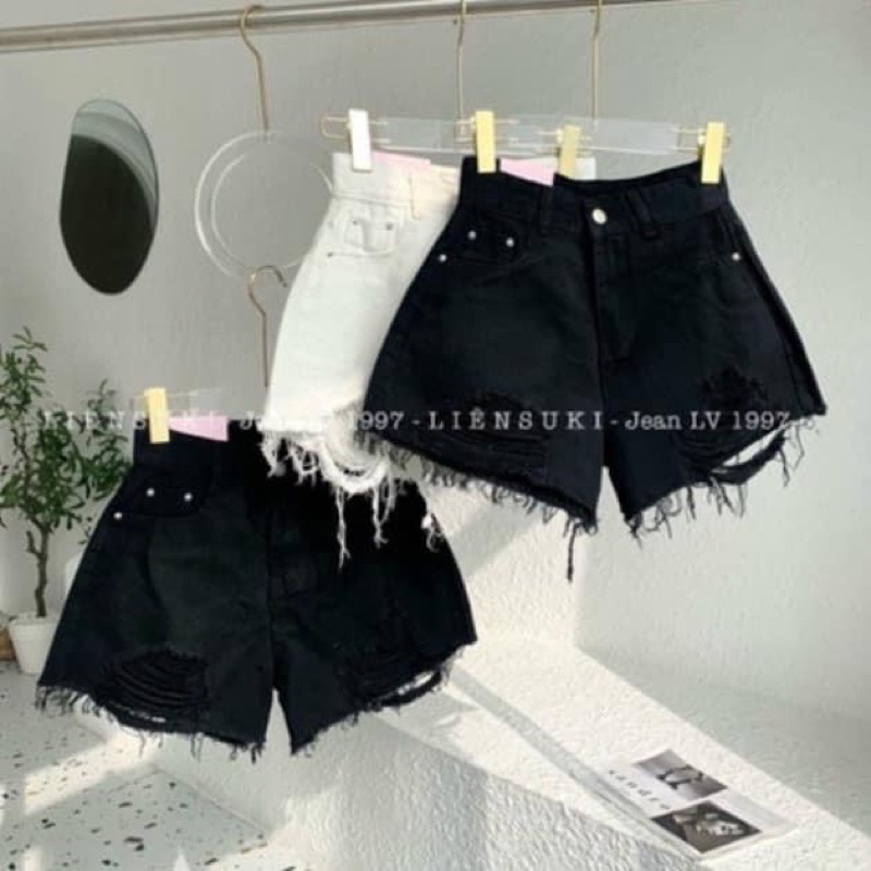 Quần short jean nữ rách đẹp lưng cao, Quần đùi chất bò trắng rách cá tính | BigBuy360 - bigbuy360.vn