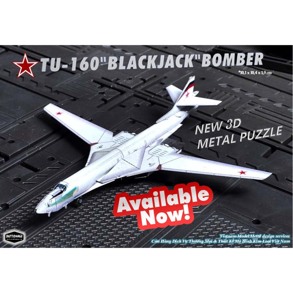 Mô Hình Lắp Ghép kim Loại 3D Máy bay ném bom TU-160 Nga