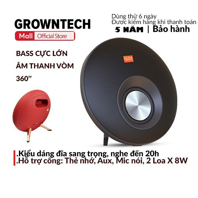 Loa nghe nhạc bluetooth GrownTech K4 Plus dòng xách tay kết nối không dây kèm jack 3.5 bảo hành 24 tháng