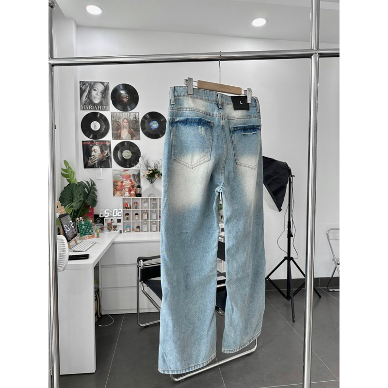 Quần jeans xanh wash nam nữ 1112 - BLUE V2 WASH JEANS V2