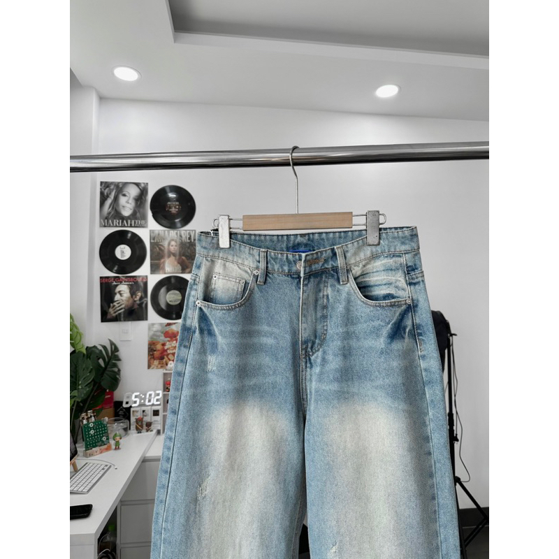Quần jeans xanh wash nam nữ 1112 - BLUE V2 WASH JEANS V2