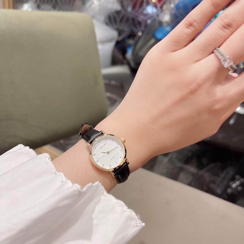 Đồng hồ nữ chống nước dây da hale 542 size 26mm đính đá thời trang trẻ trung