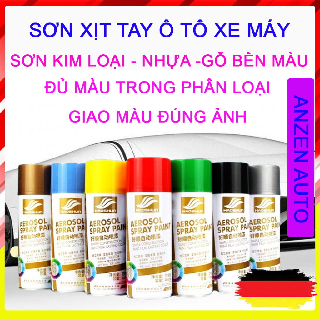 Sơn xe máy, ô tô - Sơn xịt tay màu đỏ, xanh, trắng, vàng, bạc - Sơn ki