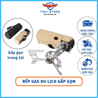 Bếp gas mini gấp gọn dùng đi cắm trại dã ngoại, bếp gas gấp gọn leo núi