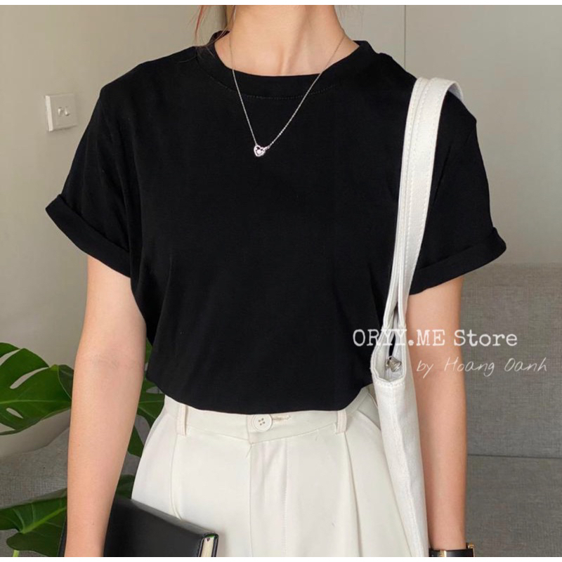 Áo phông cổ tròn basic dáng vừa