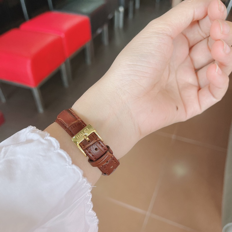 Đồng hồ nam nữ chống nước dây da viền thép không gỉ hale 549 thời trang trẻ trung