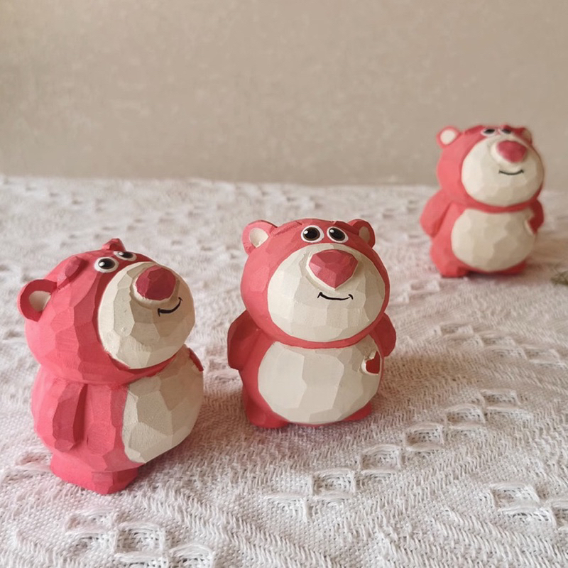 Gấu dâu bằng gỗ decor phòng