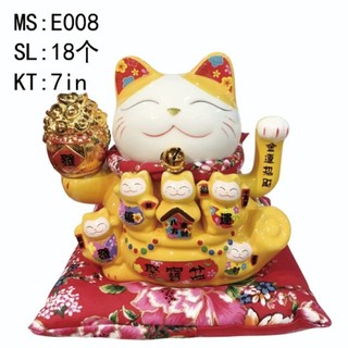 Mèo Thần Tài sứ ngoắc tay cao 18cm