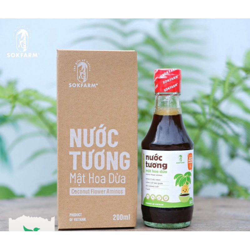 NƯỚC TƯƠNG MẬT HOA DỪA SOKFARM 200ml KHÔNG TỪ ĐẬU NÀNH,LƯỢNG MUỐI CỰC THẤP