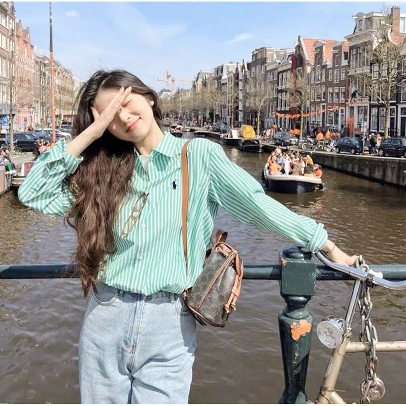 Sơmi thêu polo tay dài  -