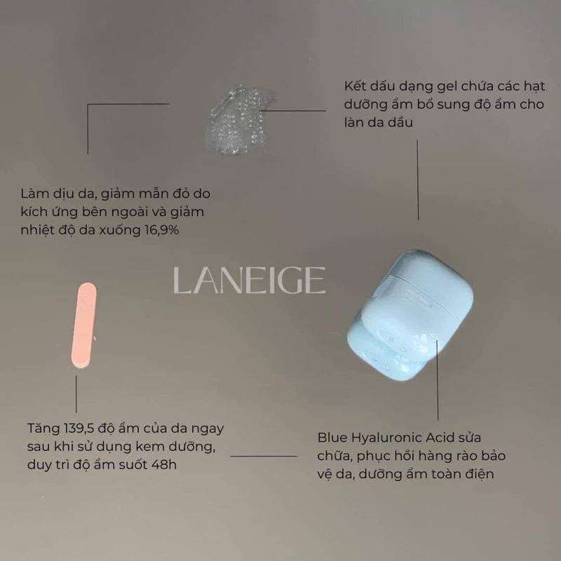 KEM DƯỠNG LANEIGE WATER BANK BLUE HYALURONIC GEL CREAM mẫu mới 2023