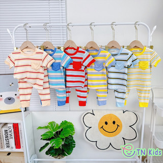 Đồ Bộ tay ngắn quần dài SỌC DỆT VISCO MINKY MOM cho Bé Trai Bé Gái (7-28kg)