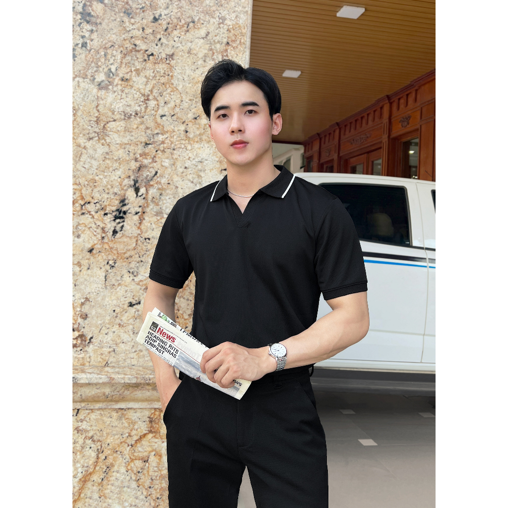 Áo Polo Nam LeeZone Fullbox Basic Chất Cá Sấu Thoáng Mát | Polo V Neck