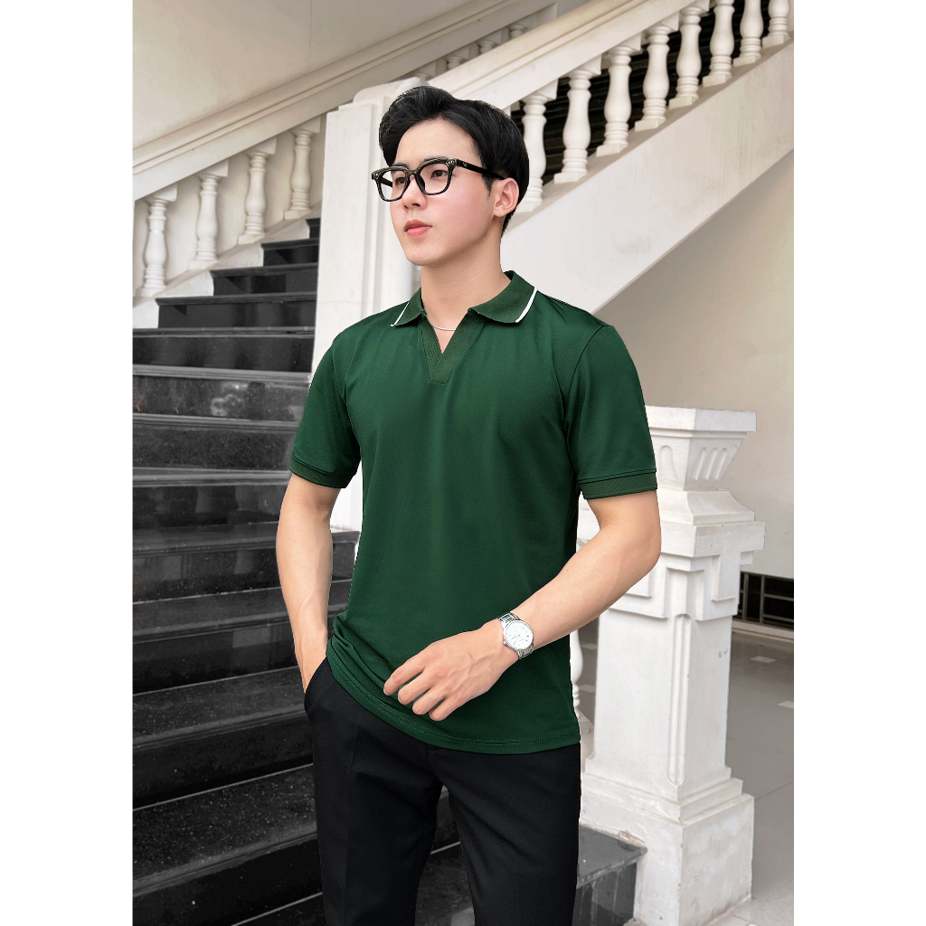 Áo Polo Nam LeeZone Fullbox Basic Chất Cá Sấu Thoáng Mát | Polo V Neck (Cổ V)