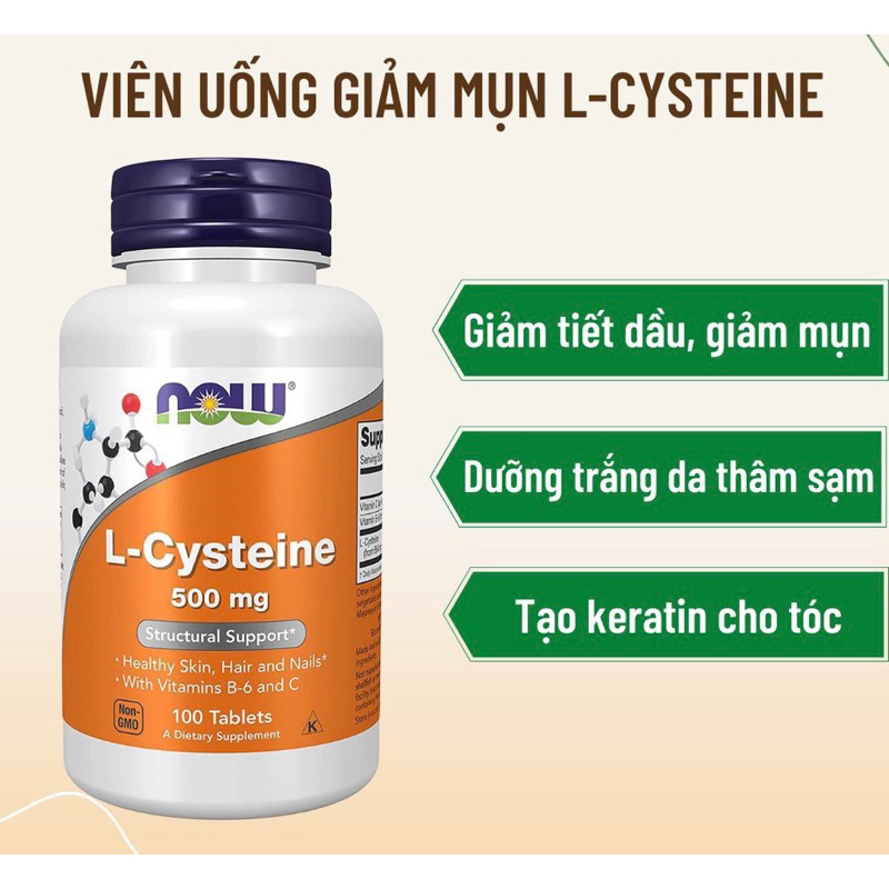 Viên Uống Hỗ Trợ Trắng Da Glutathione Now 500mg 60 Viên