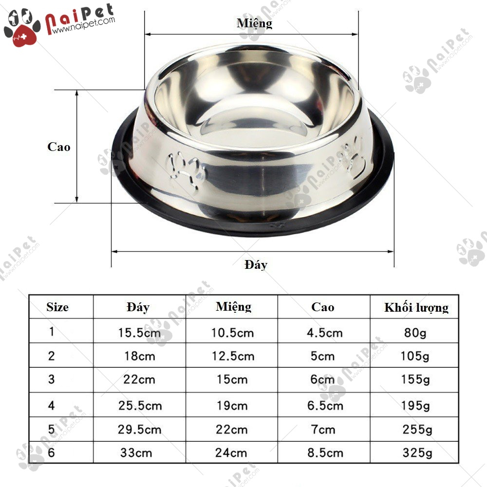Bát Ăn Uống Inox Trắng Họa Tiết Bàn Chân Thú BIN001