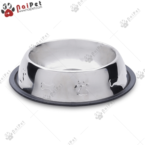 Bát Ăn Uống Inox Trắng Họa Tiết Bàn Chân Thú BIN001