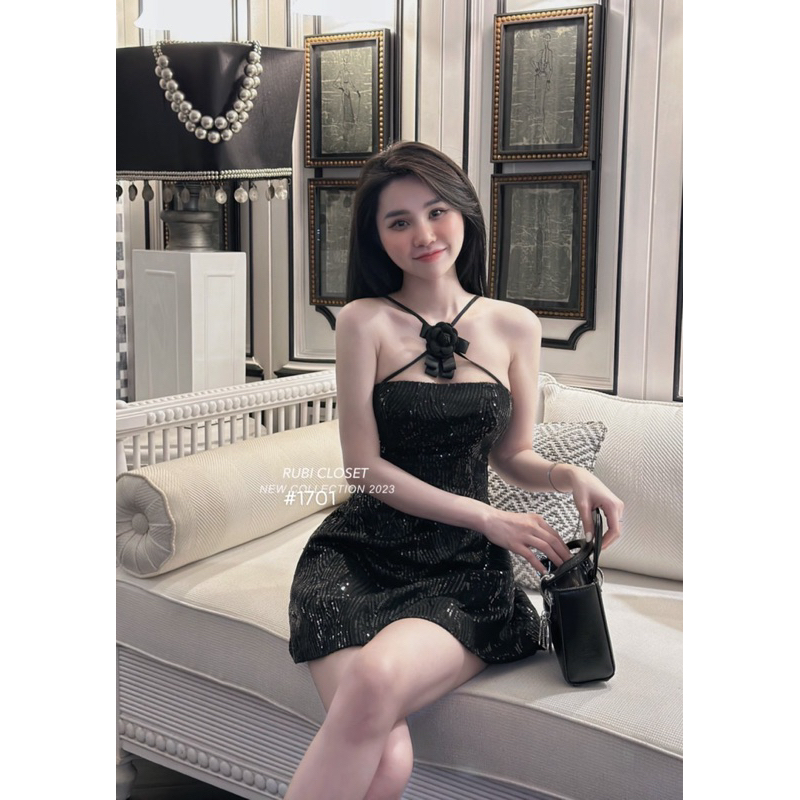 Váy Kim Sa Dây Chéo Hoa Ngực Chuẩn Linh Hoàng