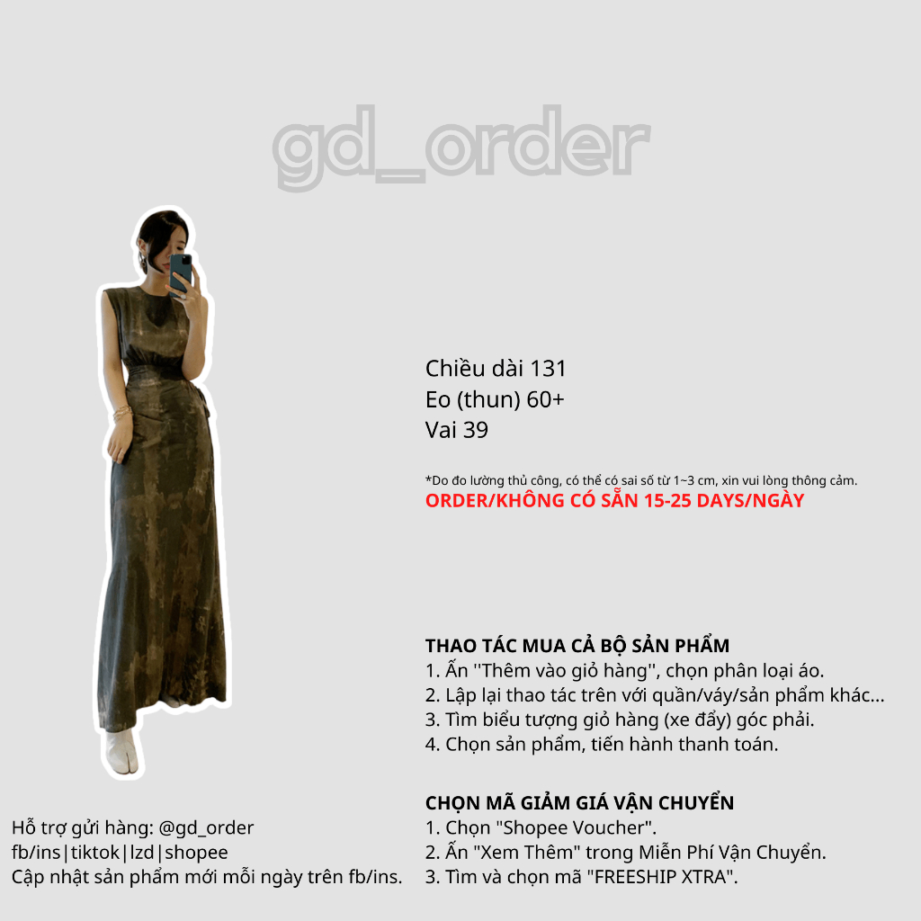 d6|đầm thun mùa hè cổ tròn sát nach khoét eo hàn quốc dáng rộng đi biển, du lịch gd_order