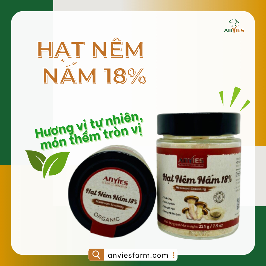 Hạt nêm nấm hữu cơ cho bé ăn dặm Anvies 225G