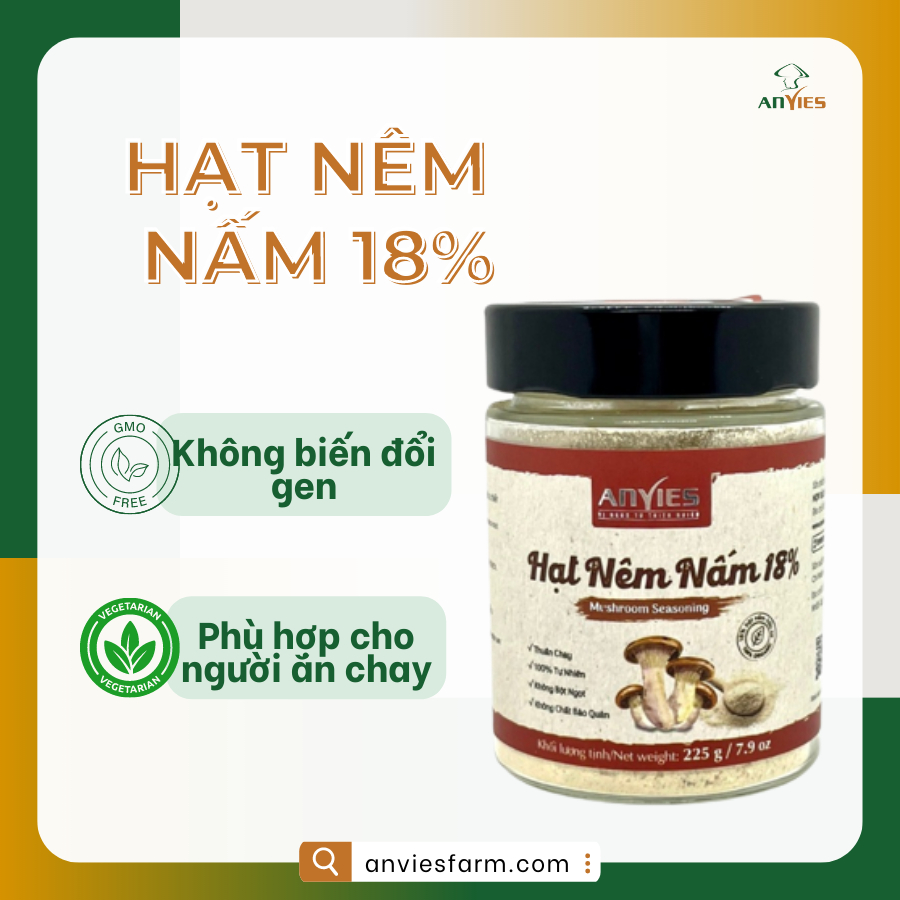 Hạt nêm chay Anvies- 18% nấm Oganic