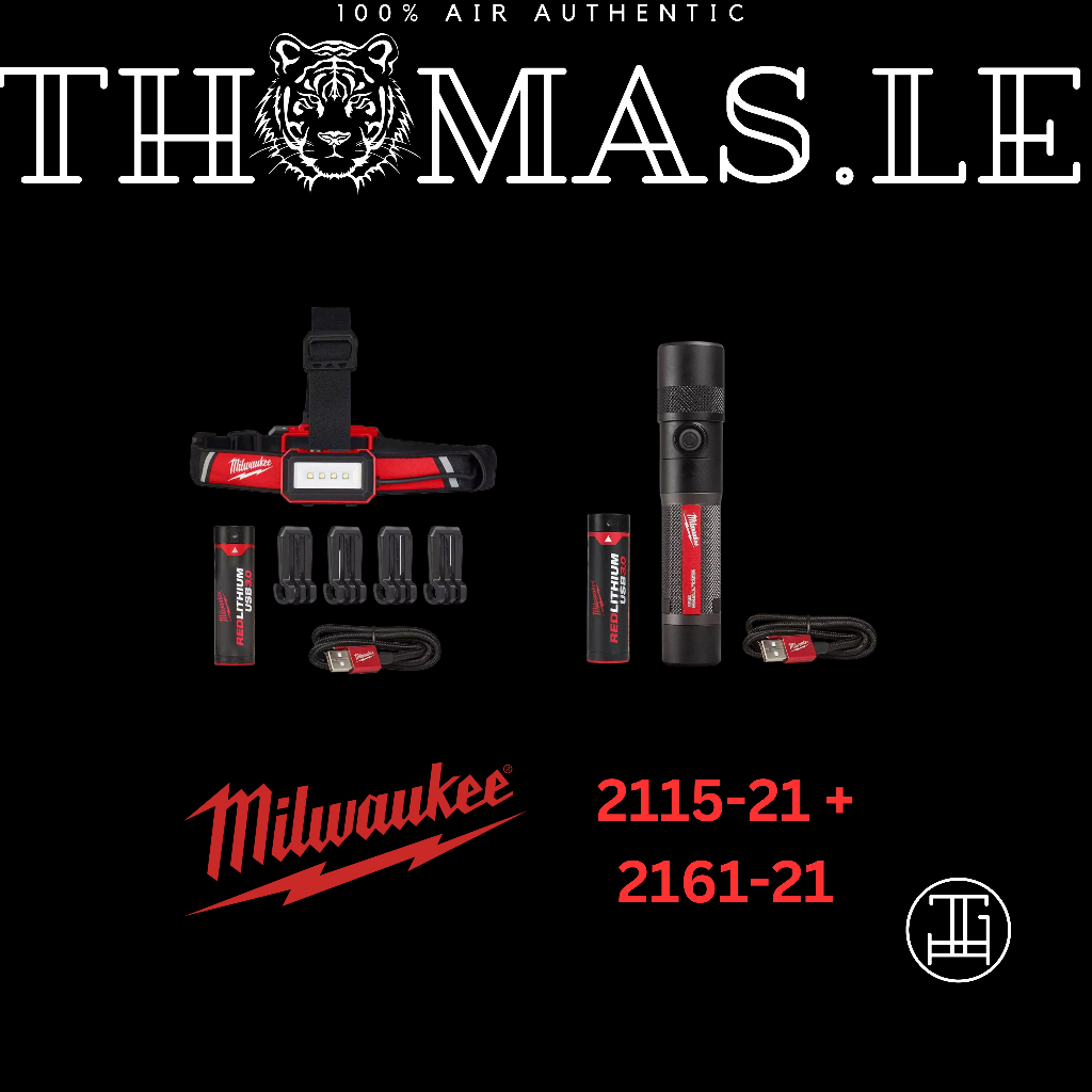 Combo đèn đeo đầu Milwaukee 2115-21 600 Lumens LED USB + cầm tay 2161-21 1100 Lumens hàng chính hãng xách MỸ USA 100%