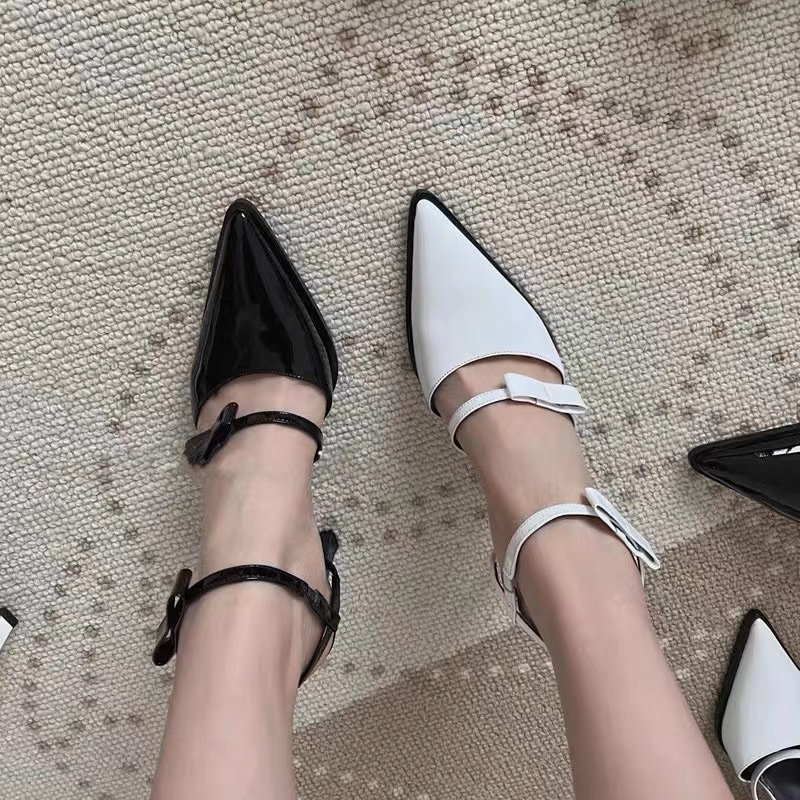 Sandal cao gót đính nơ