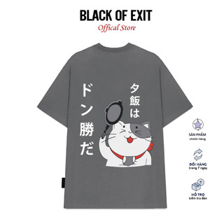 Áo thun unisex BLACK OF EXIT Mèo Cầm Chảo phông tay lỡ nam nữ form rộng Local Brand
