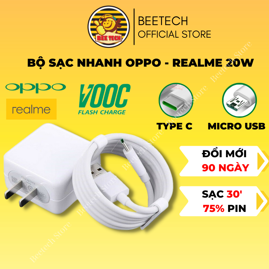 Sạc Oppo, Realme 4A zin, Bộ sạc Vooc, sạc nhanh 20w chính hãng - Beetech | BigBuy360 - bigbuy360.vn