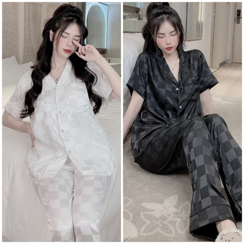 Đồ bộ pyjama nữ mặc nhà phong cách Hàn sang trọng Chất Lụa Gấm mềm mịn