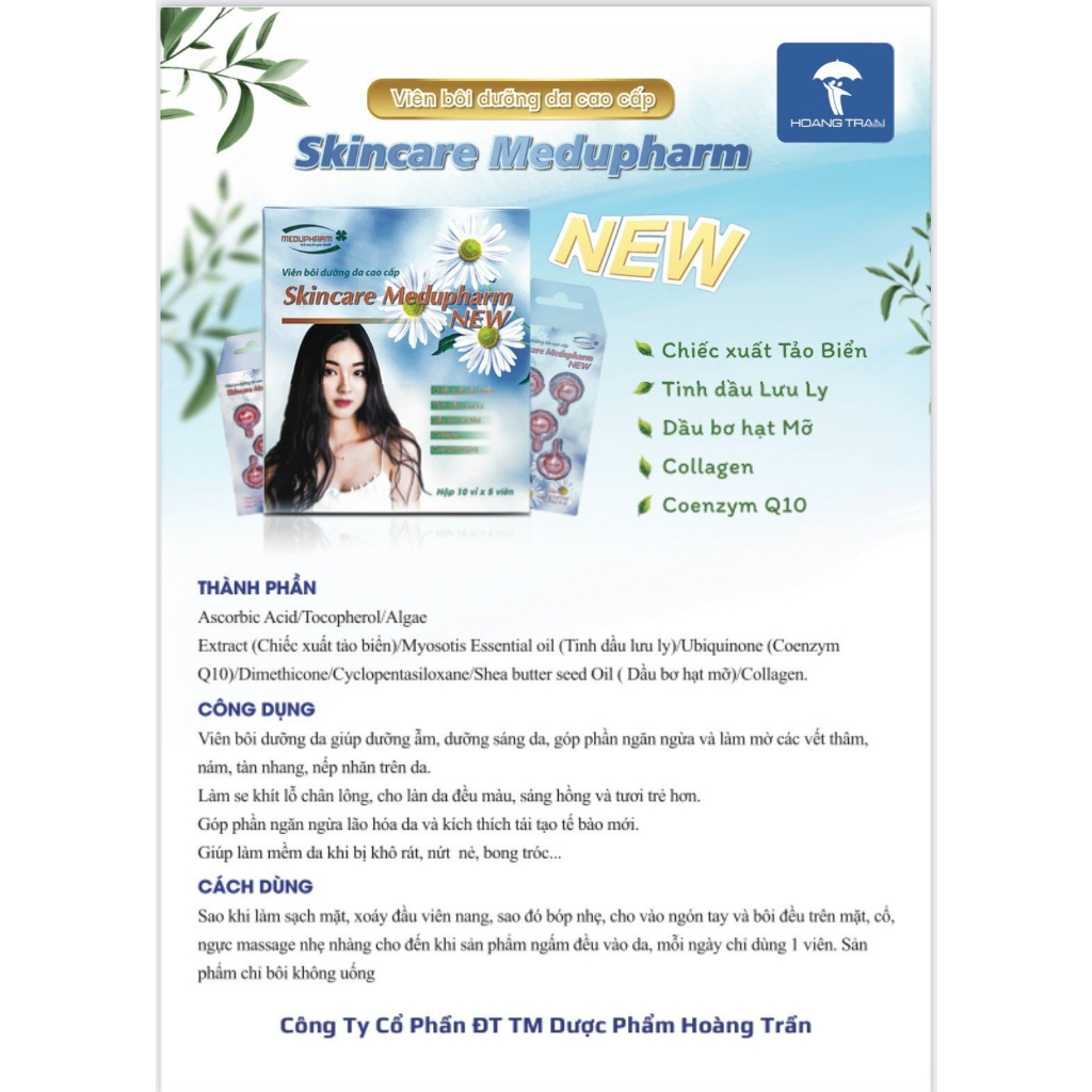Viên bôi dưỡng da cao cấp Skincare Medupharm vỉ 5 viên