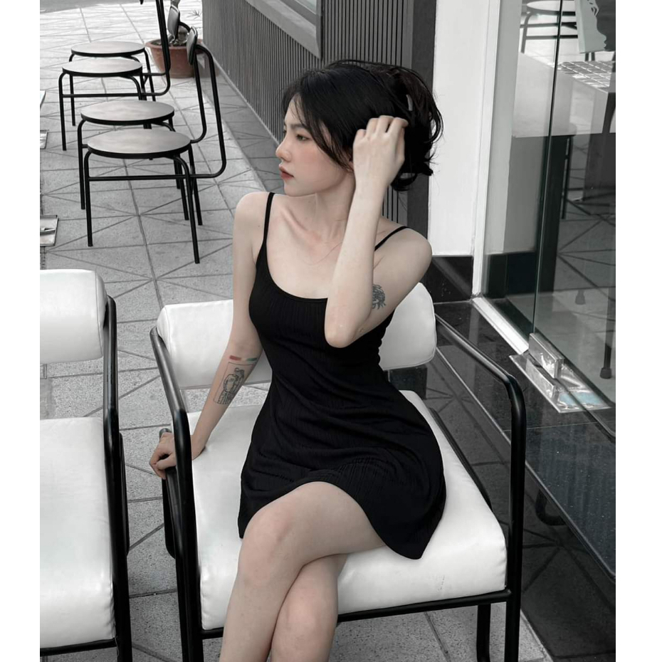 Váy 2 dây màu trơn có quần bảo hộ D17
