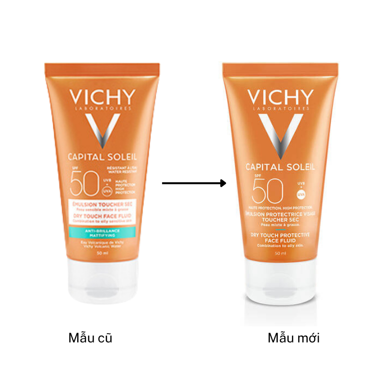 [BẢN MỚI] Kem chống nắng Vichy Capital Soleil Dry Touch SPF50+ 50ml kiềm dầu, không bóng nhờn