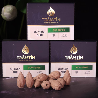 Trầm nụ búp sen Trầm Tín 30 viên, nụ trầm hương khói chảy ngược - Dùng cho thác khói - Hương thơm thoang thoảng,dịu nhẹ