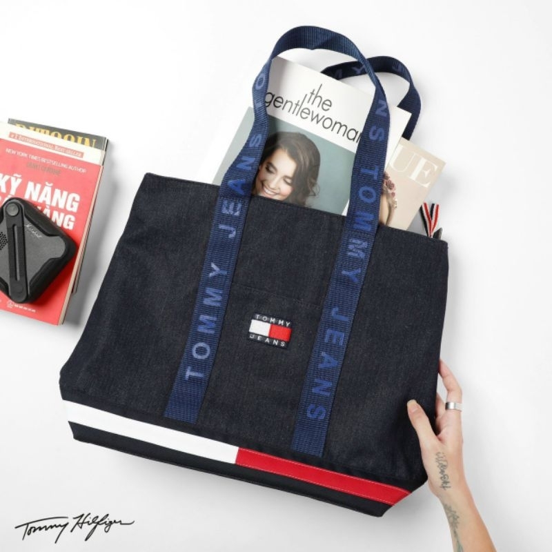 Túi Tote Tommy Heritage Denim Blue