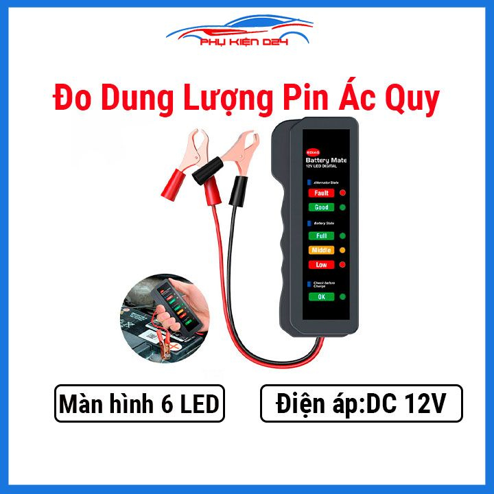 Thiết bị đo dung lượng pin ác quy 12v màn hình 6 LED