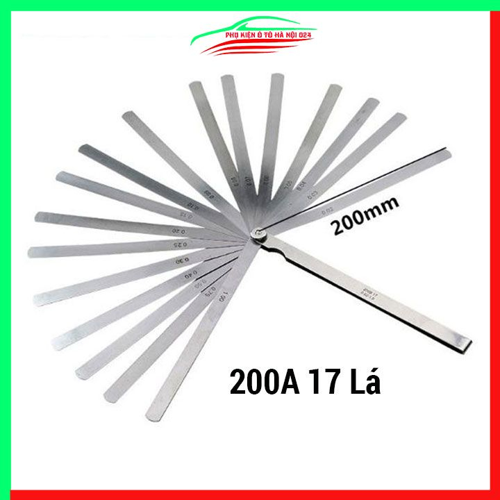Thước căn lá đo từ 0.02-1.0mm 17 lá đo khe hở đủ loại chiều dài 10cm, 15cm, 20cm, 30cm